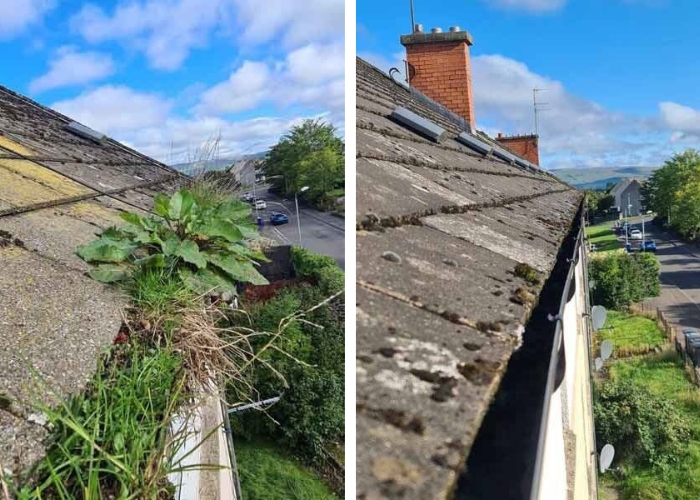 before and after gutter cleaning Glasgow