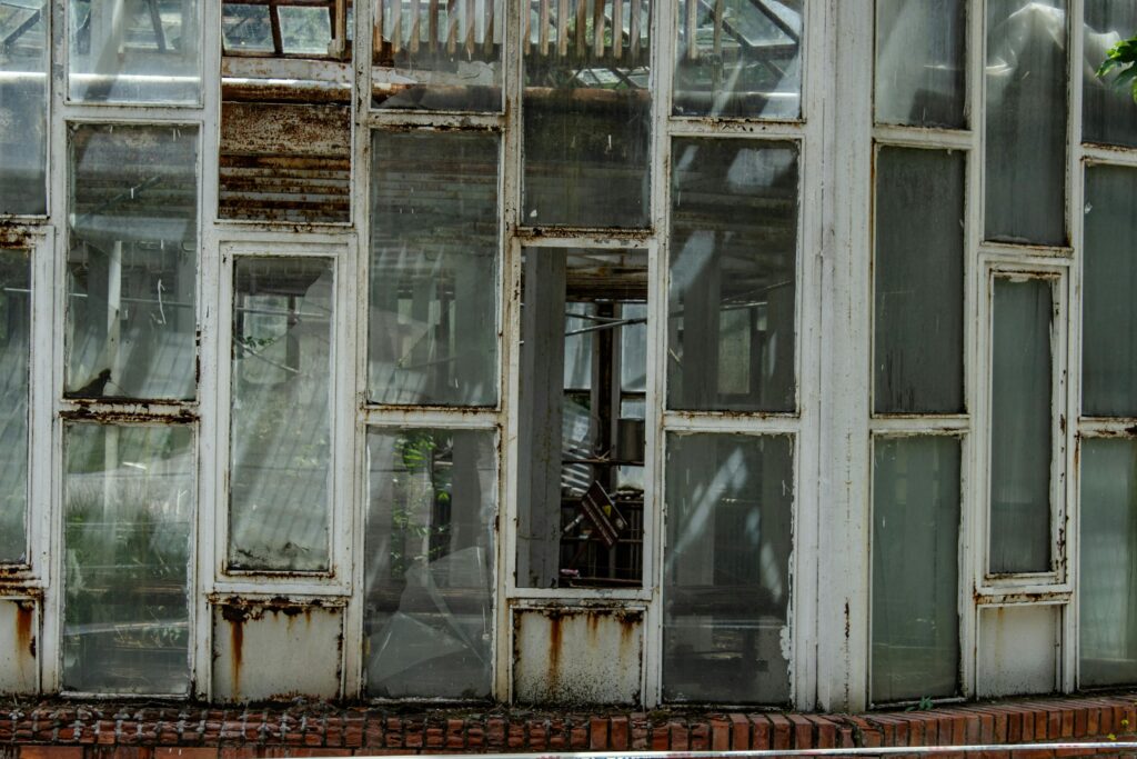 dirty window for cleaning